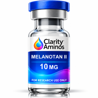 Clarity Aminos Melanotan II 10 mg vial. Research use only.
